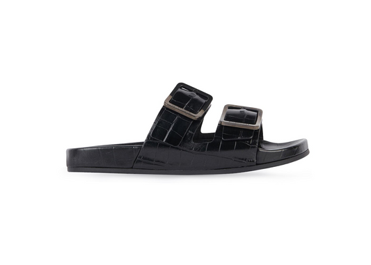 Balenciaga Mallorca Sandal 660237WBB611010 ( Croco effeck / Black, 42)