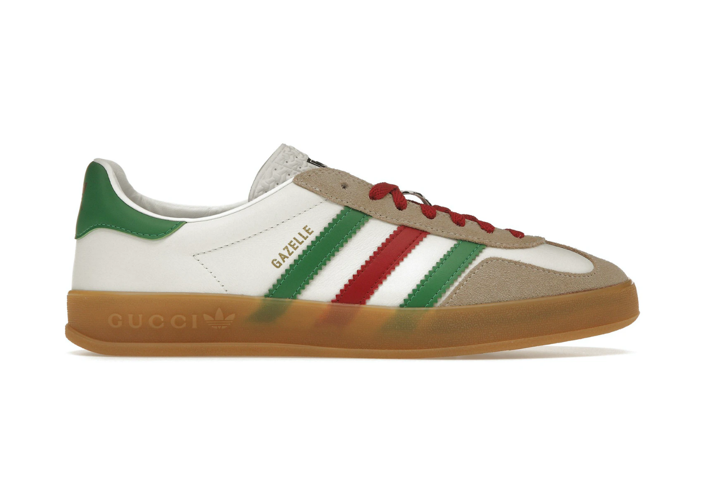 Adidas x Gucci Gazelle White Green Red, 726487 AAA43 9547 (WHITE/GREEN/RED/OATMEAL,US8.5/UK7/40.5)