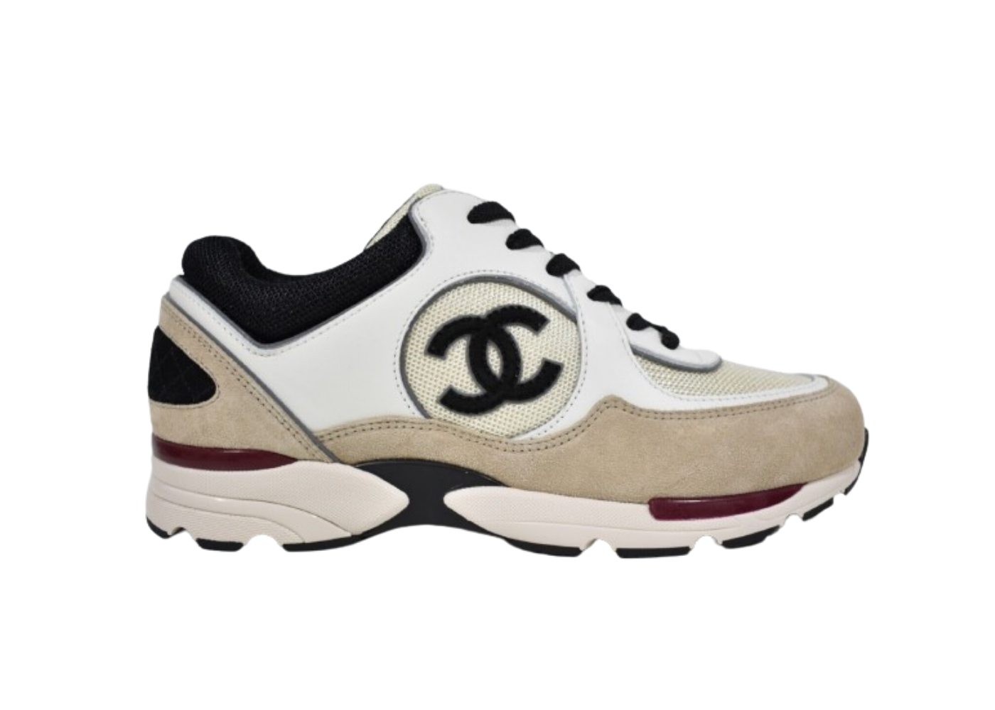 Chanel CC Logo Runner Sneakers 255848011650 (Burgundy/Black-White, 43)