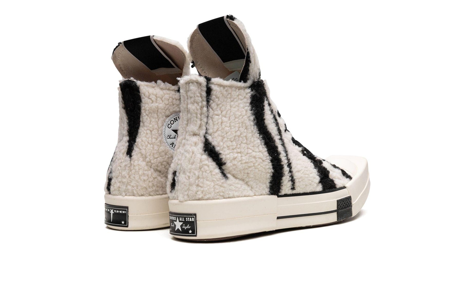 Converse TURBODRK Chuck Taylor All-Star 70 Hi Rick Owens DRKSHDW Sherpa Zebra Print White Black