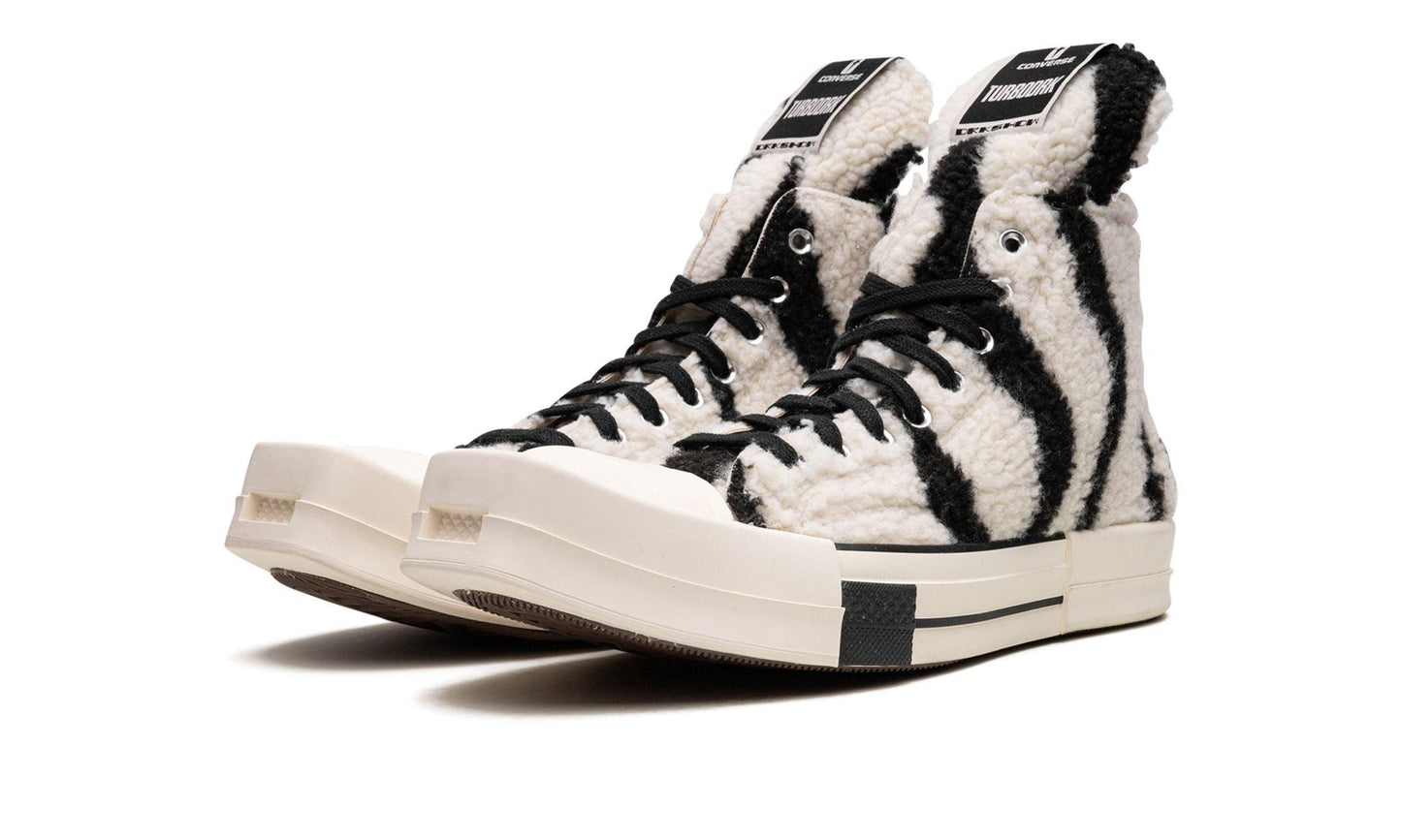 Converse TURBODRK Chuck Taylor All-Star 70 Hi Rick Owens DRKSHDW Sherpa Zebra Print White Black