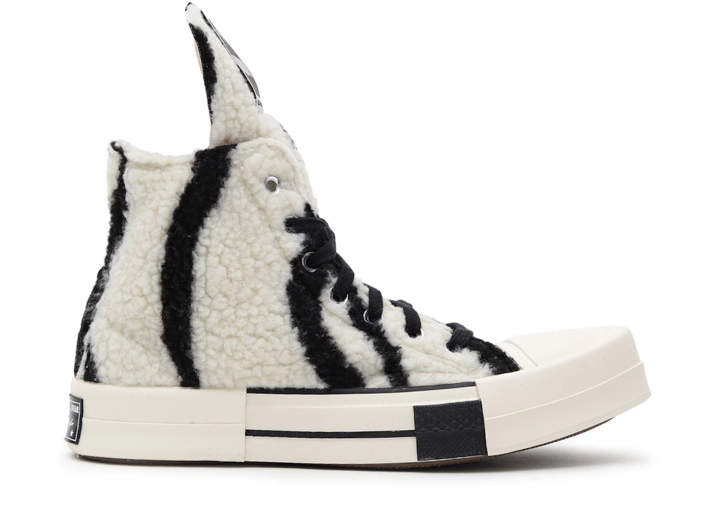 Converse TURBODRK Chuck Taylor All-Star 70 Hi Rick Owens DRKSHDW Sherpa Zebra Print White Black