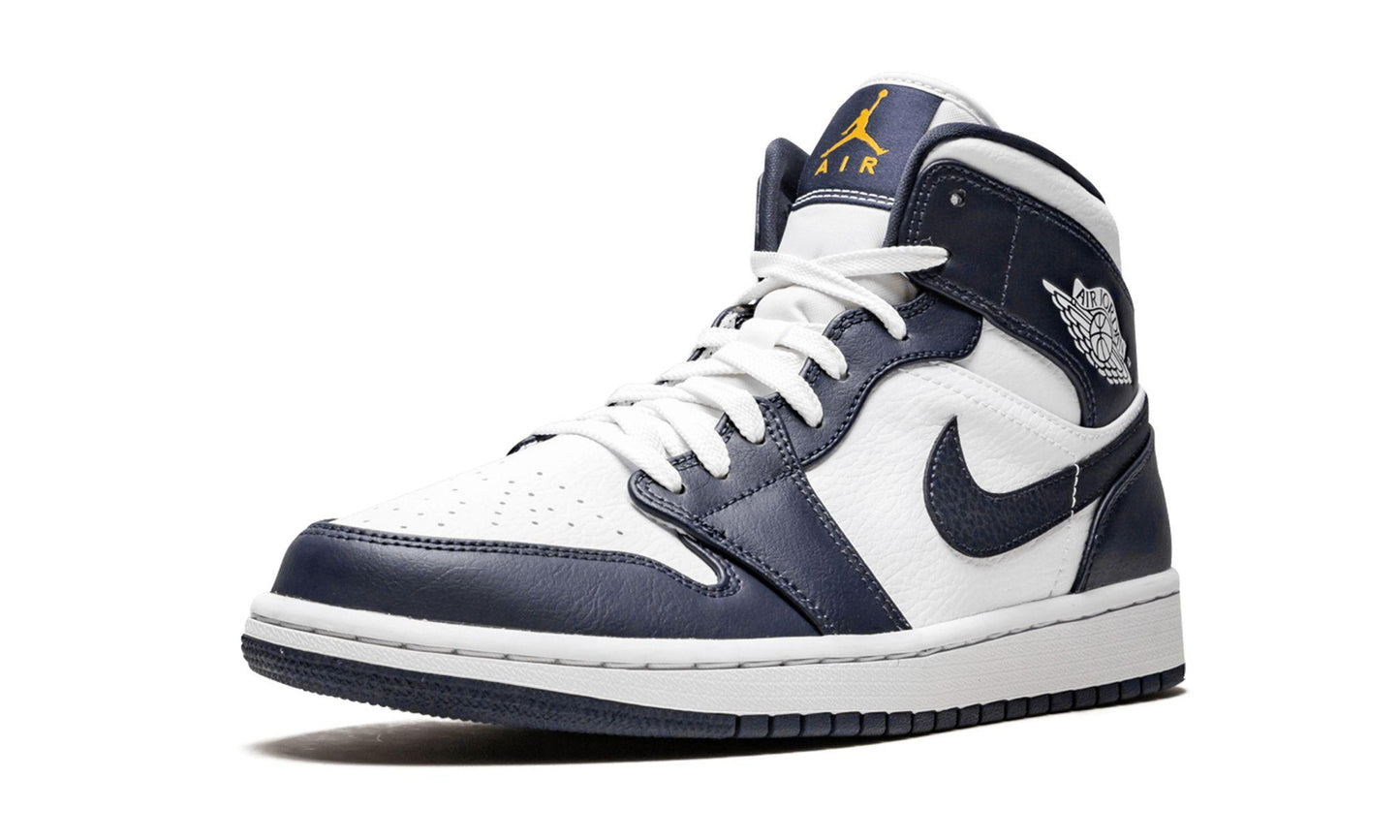 Jordan 1 Mid White Metallic Gold Obsidian