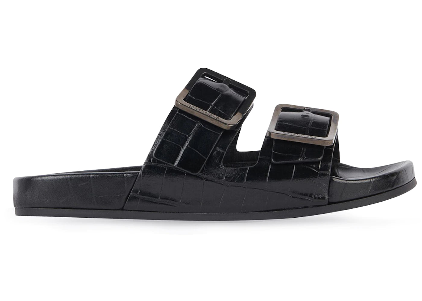 Balenciaga Mallorca Sandal Black Crocodile Embossed