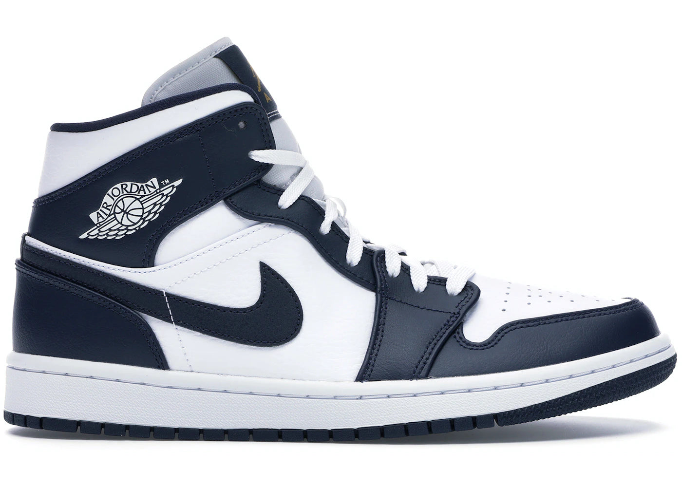 Jordan 1 Mid White Metallic Gold Obsidian