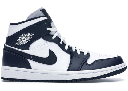 Jordan 1 Mid White Metallic Gold Obsidian